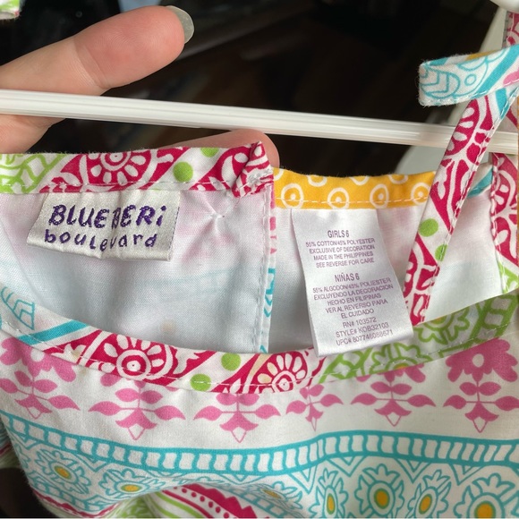 BLUEBERI BOULEVARD MULTICOLORED PATTERNED TIERED BOW DRESS SUMMER SIZE 6 - Picture 8 of 8